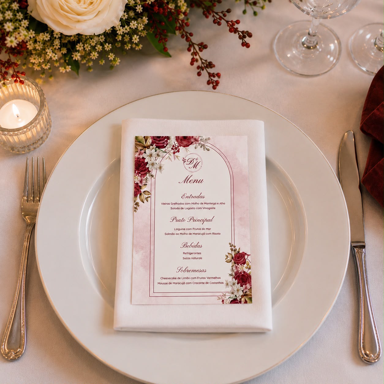 Arte de Menu para casamento